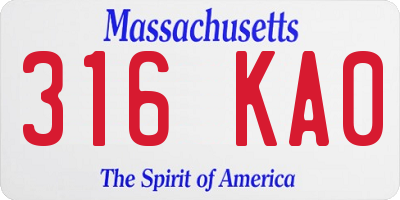 MA license plate 316KA0