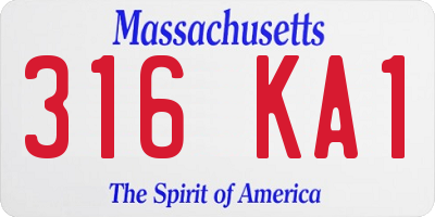 MA license plate 316KA1
