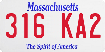 MA license plate 316KA2