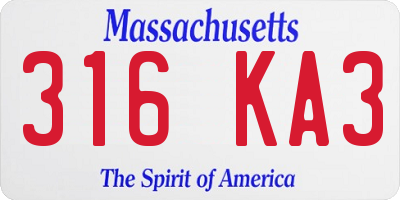MA license plate 316KA3