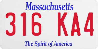 MA license plate 316KA4