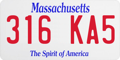 MA license plate 316KA5