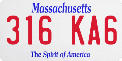 MA license plate 316KA6
