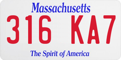 MA license plate 316KA7