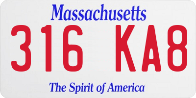 MA license plate 316KA8