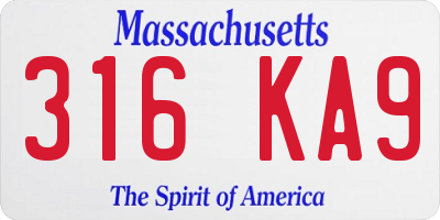 MA license plate 316KA9