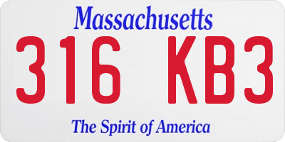 MA license plate 316KB3