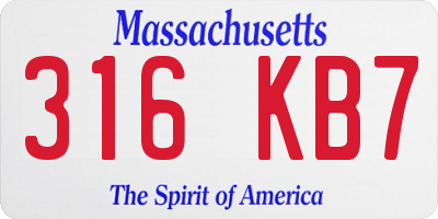 MA license plate 316KB7