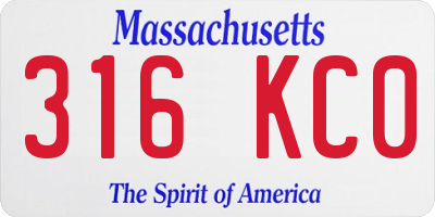 MA license plate 316KC0