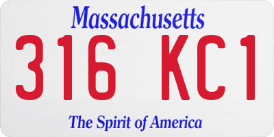 MA license plate 316KC1