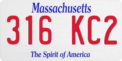 MA license plate 316KC2
