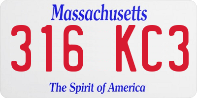 MA license plate 316KC3