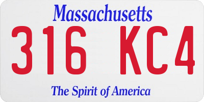 MA license plate 316KC4