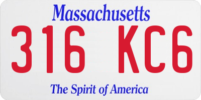 MA license plate 316KC6