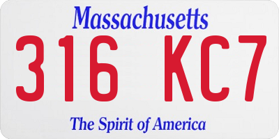 MA license plate 316KC7