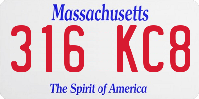 MA license plate 316KC8
