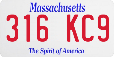 MA license plate 316KC9