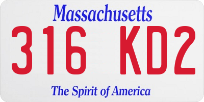 MA license plate 316KD2