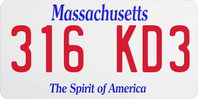 MA license plate 316KD3