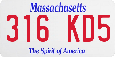 MA license plate 316KD5