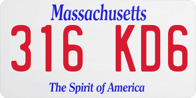 MA license plate 316KD6