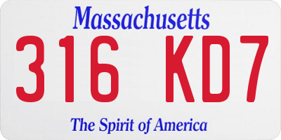 MA license plate 316KD7
