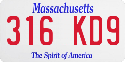 MA license plate 316KD9