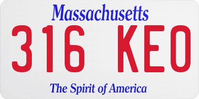 MA license plate 316KE0