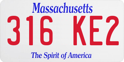 MA license plate 316KE2