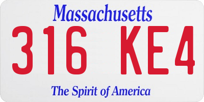 MA license plate 316KE4