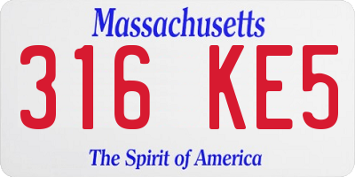 MA license plate 316KE5