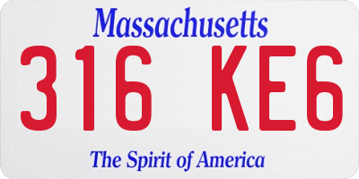 MA license plate 316KE6