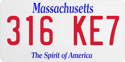 MA license plate 316KE7