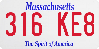 MA license plate 316KE8