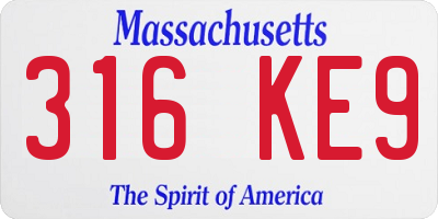 MA license plate 316KE9