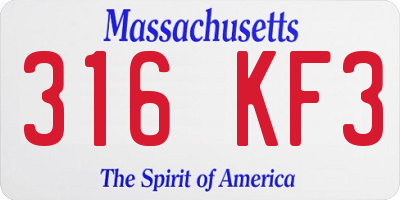 MA license plate 316KF3