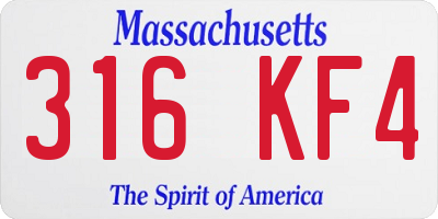 MA license plate 316KF4