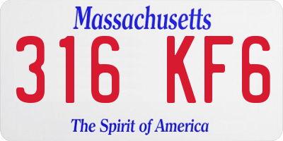 MA license plate 316KF6