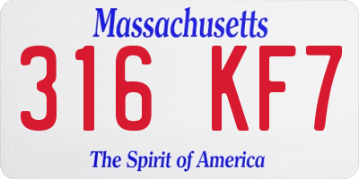 MA license plate 316KF7