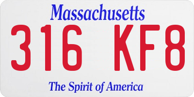 MA license plate 316KF8