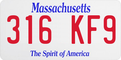 MA license plate 316KF9