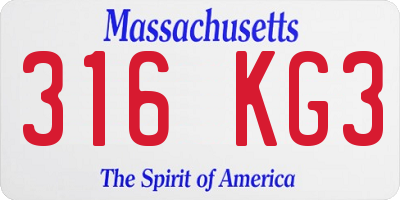 MA license plate 316KG3