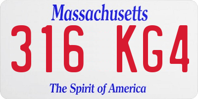 MA license plate 316KG4