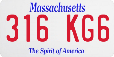 MA license plate 316KG6