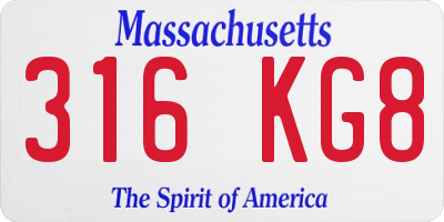 MA license plate 316KG8