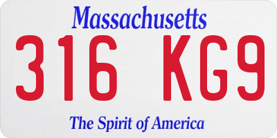 MA license plate 316KG9