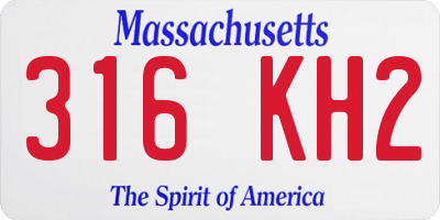 MA license plate 316KH2