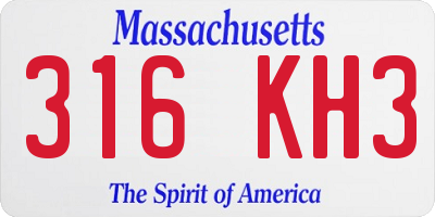 MA license plate 316KH3