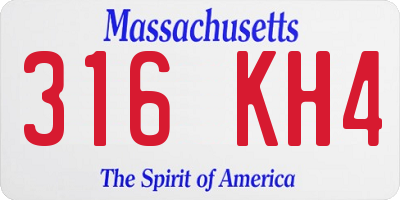 MA license plate 316KH4