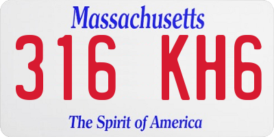 MA license plate 316KH6